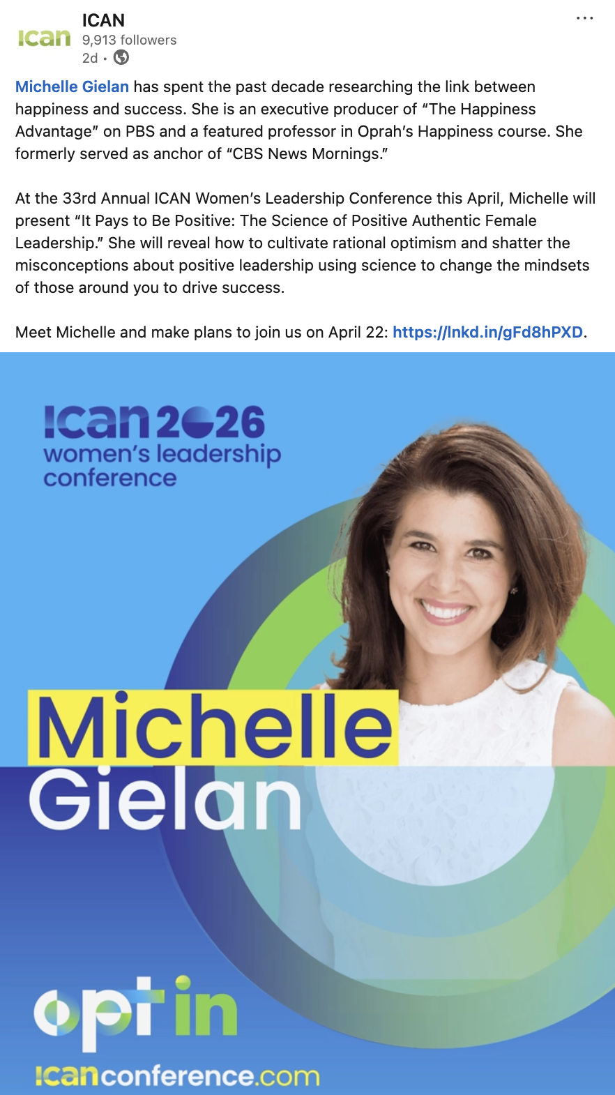 Thumbnail of Michelle Gielan LinkedIn post