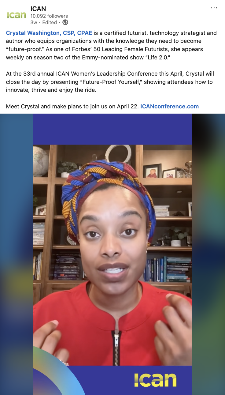 Thumbnail of Crystal Washington LinkedIn post